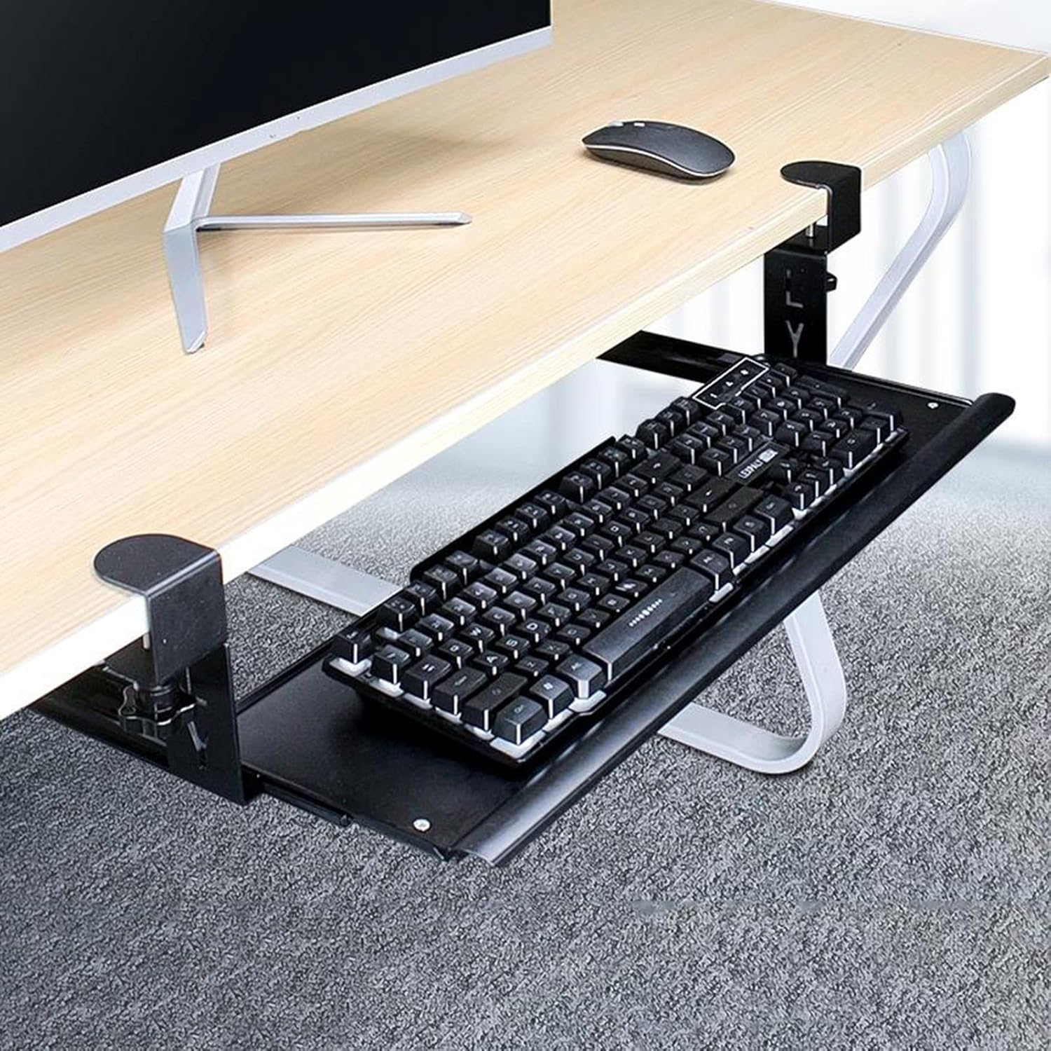 NJDT Keyboard Tray Under Desk Keyboard Tray SlideOut Under