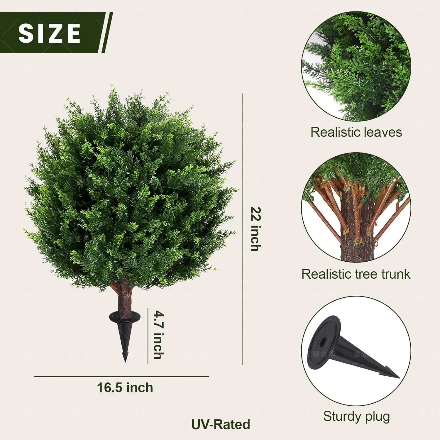22''T Artificial Cedar Topiary Ball Tree 2 Pack, Artificial Bushes Fake Plants for Outdoor, Uv Resistance Rated Great for Outdoor, Indoor, Front Door Decor - Easy to Install.