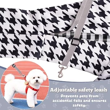 Dog Sling Carrier for Small Dogs and Cats 516 lbs, Puppy Cat Carrier Sling with Safety Hook and Storage Pocket, Hands Free Pet Carrier Purse for Travel, Walking, Shopping (Houndstooth)