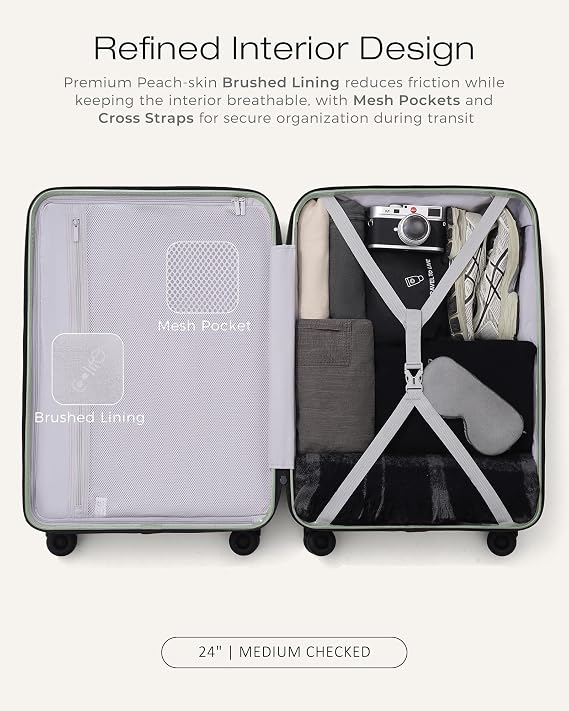 Coolife Luggage 3 Piece Set, Lightweight PC Hardside Suitcases, 20/24/28 | Expandable 20-Inch Carry-On, Dual Spinner Wheels, TSA-Approved Lock, Upgraded PC Hardshell, Durable Travel Suitcases