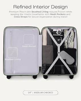 Coolife Luggage 3 Piece Set, Lightweight PC Hardside Suitcases, 20/24/28 | Expandable 20-Inch Carry-On, Dual Spinner Wheels, TSA-Approved Lock, Upgraded PC Hardshell, Durable Travel Suitcases