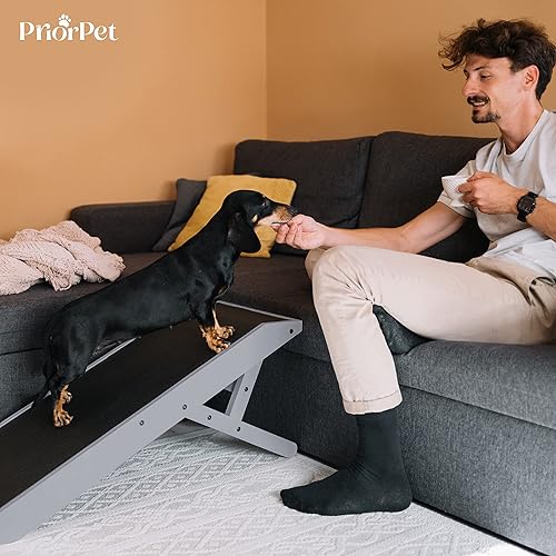 Miniatura 8 de Rampa para perros para sofá, antideslizante, resistente, plegable, soporta hasta 200 libras, ajustable de 7 a 200 pulgadas, plataforma de aterrizaje