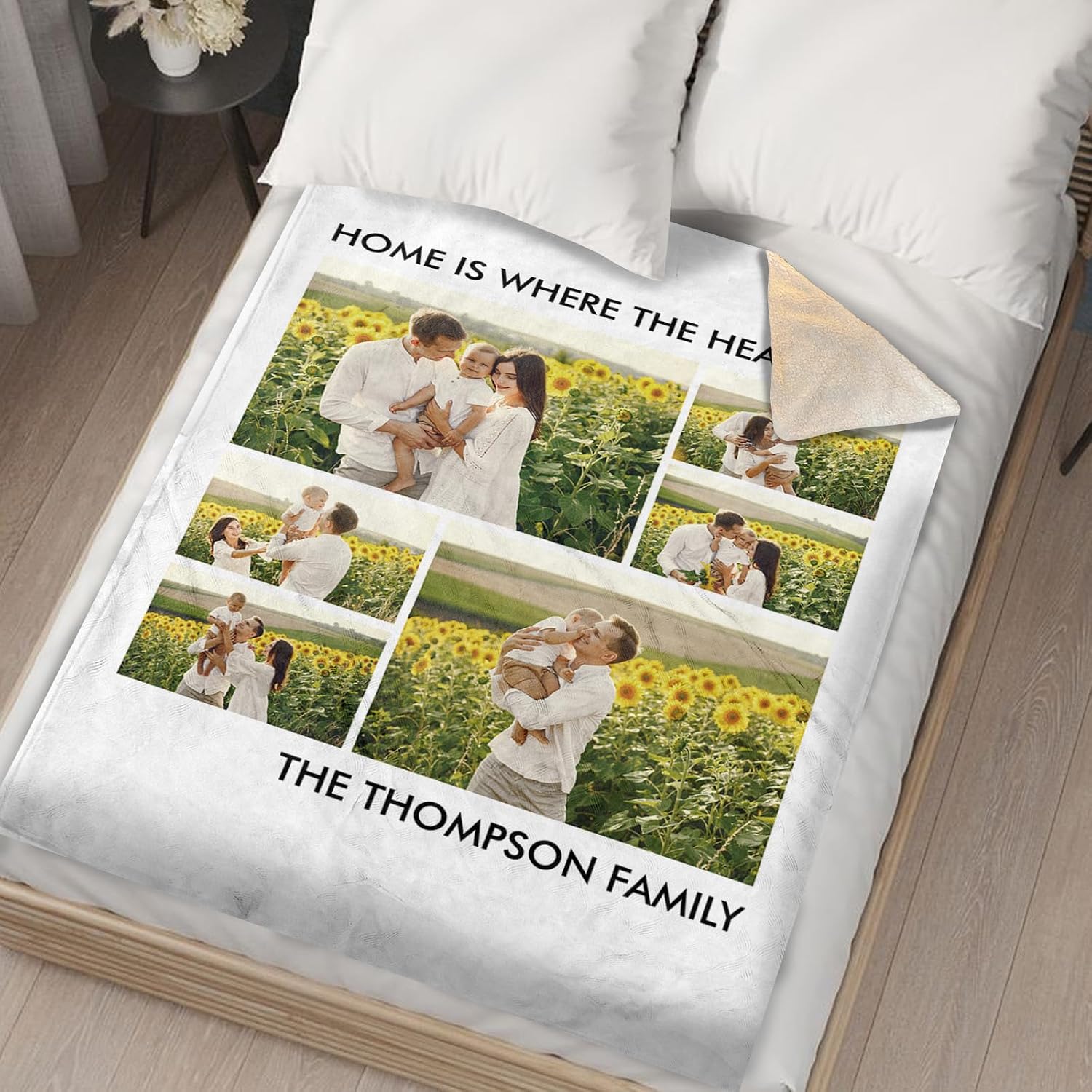 Custom Sherpa Fleece Photo Blanket, Soft Thick Warm Fluffy Throw for Couch, Bed - Customized Tapestry Blanket Family Winter Gifts for Couples, Mom, Dad, Kids - Color12