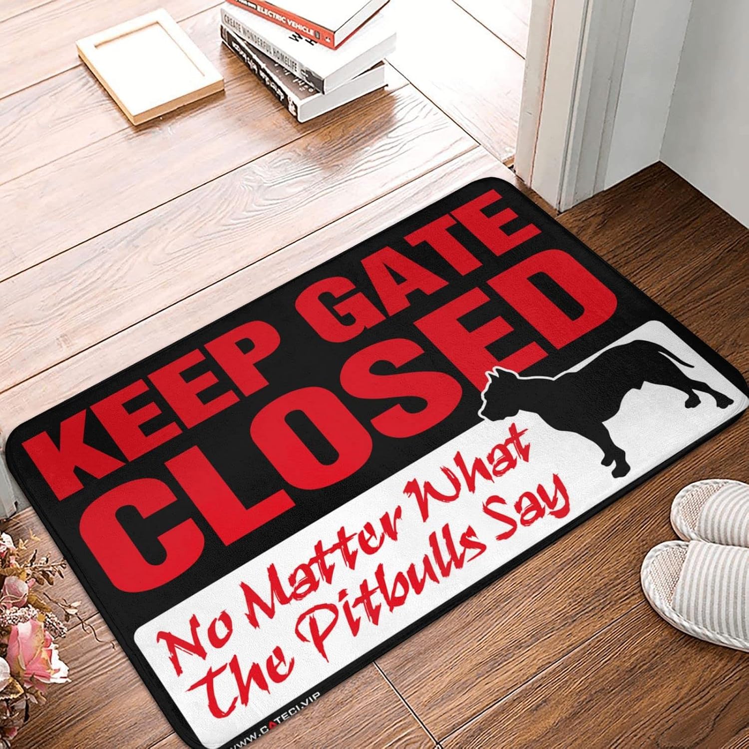 Plain Doormat for Crafts Keep Gate Closed Noter What The Pitbulls Say Rug Door Mats for Inside Entry Spring Porch Decor
