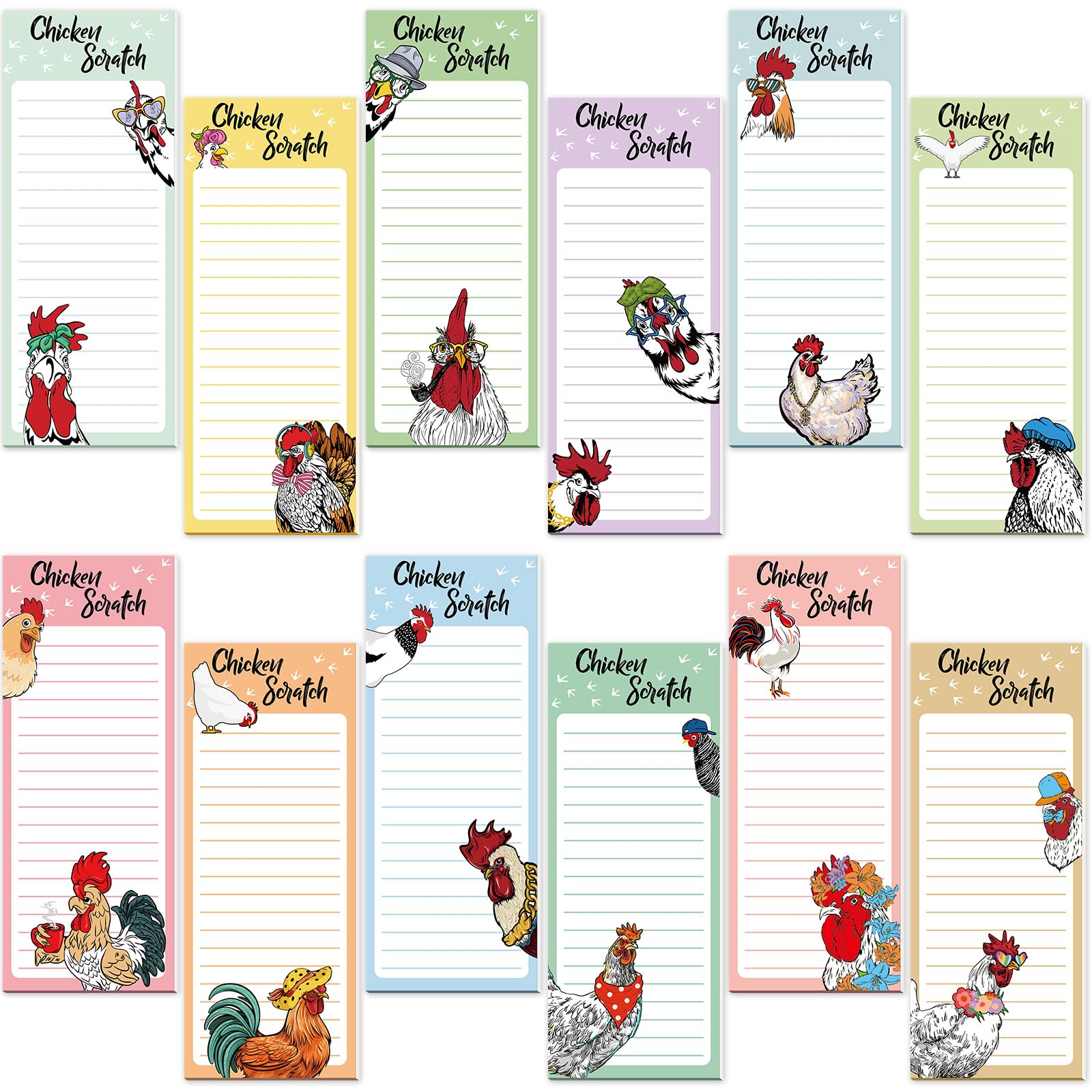 Gersoniel 12 Packs Magnetic Notepads for Refrigerator Monthly Grocery Magnetic List Set to Do List Pads Back Memo Notepad 9 x 3.5 Inches for Fridge