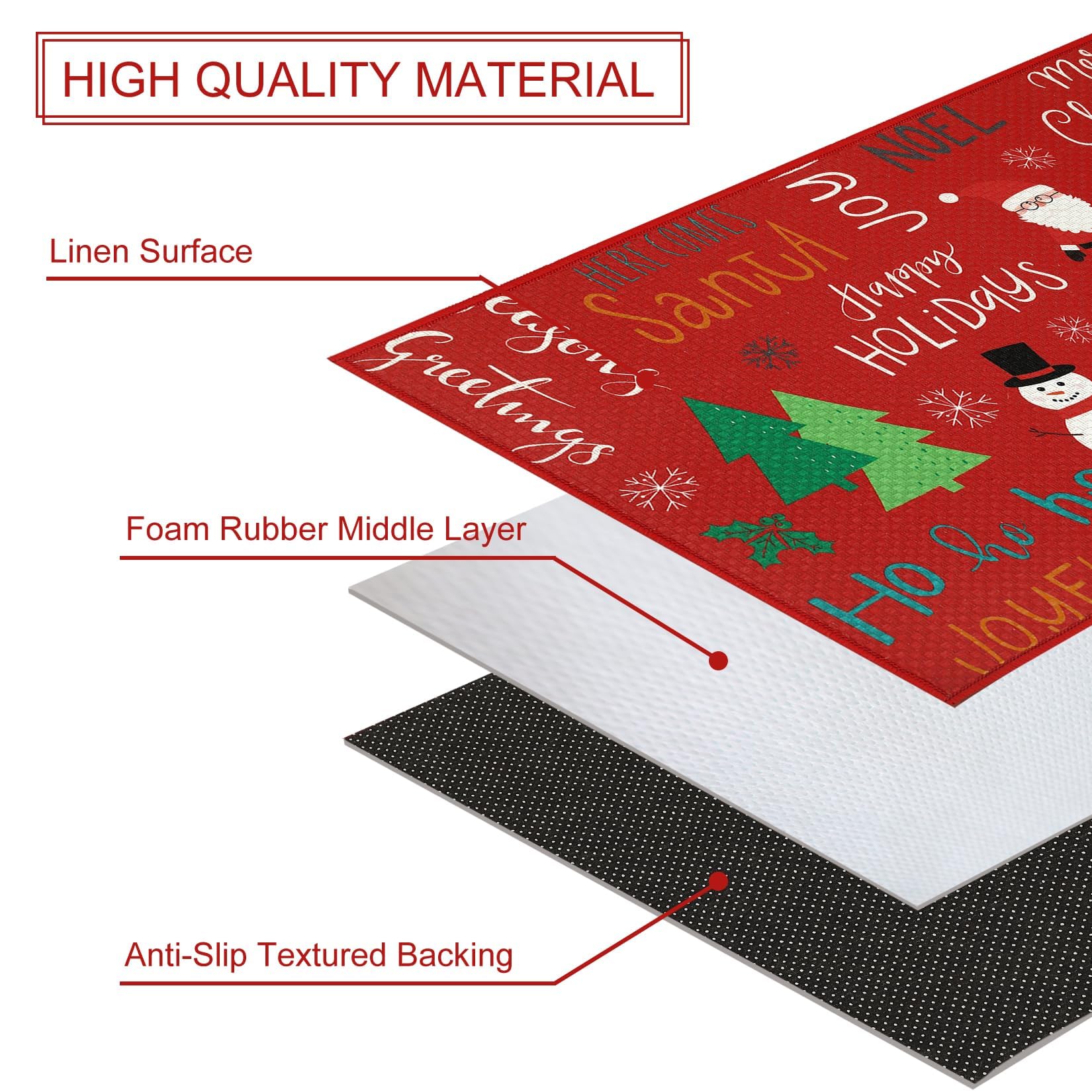 Zstar Felpudo Navideño Decorativo Antideslizante – 40x80cm – Rojo
