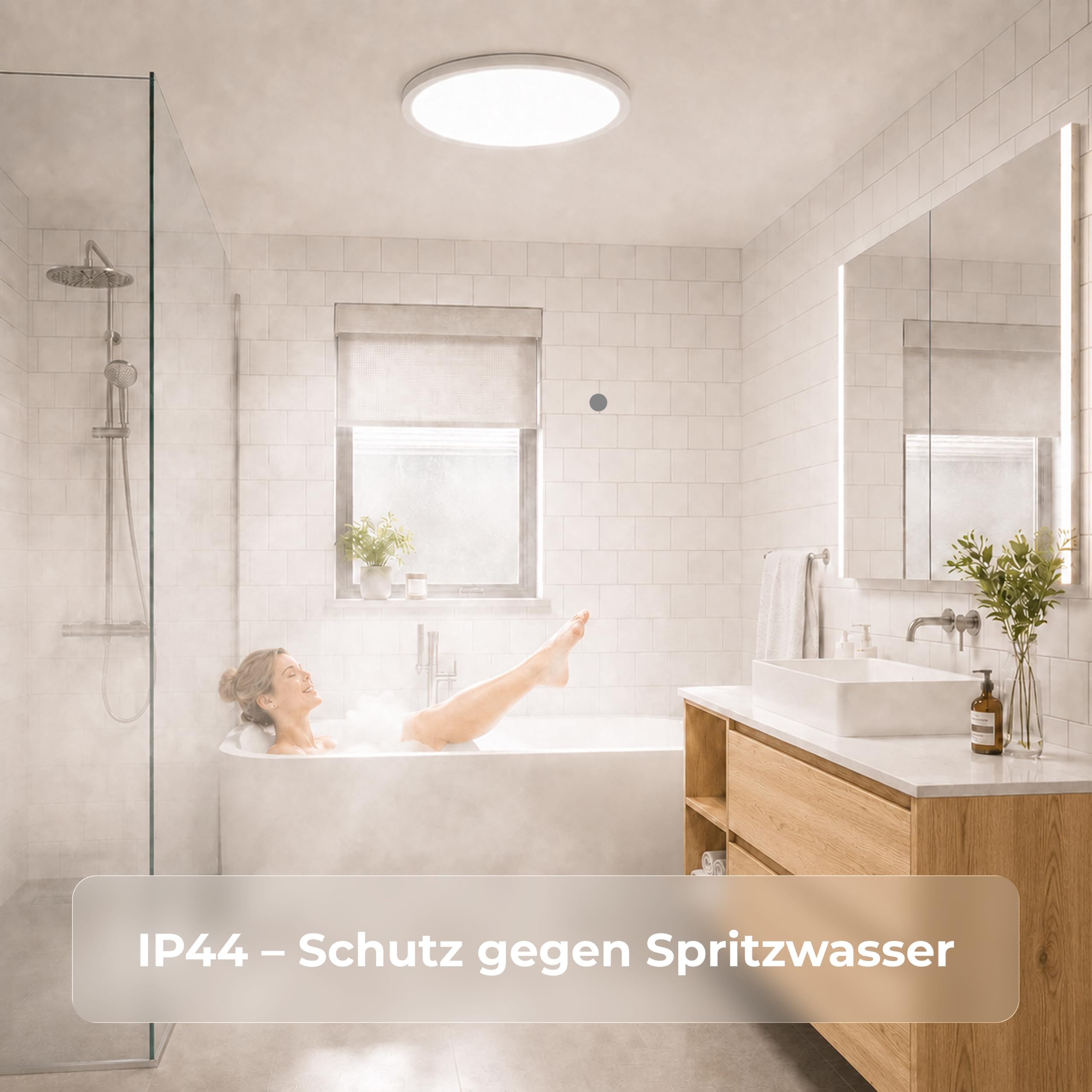 LQWELL® LED Plafoniera, IP44 Impermeabile Lampada da Bagno Rotonda Piatta 36W 4000K 3960LM Moderna Lampada Semplice Sottile per Soggiorno Camera da Letto Cucina Seminterrato Ufficio, 400 * 18mm