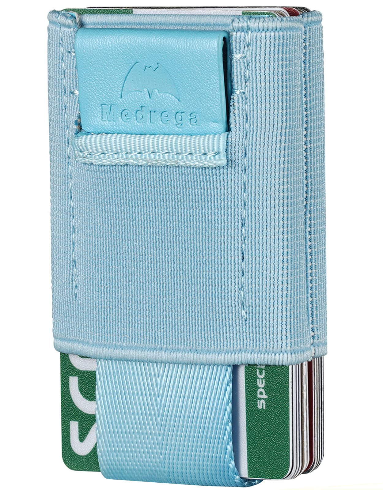 Photo 1 of Medrega Minimalist Wallet For Men, Slim Front Pocket Wallet For Men & Women, Credit Card Holder Wallet, Compact Small Wallet with Hidden Cash Pocket, Light Blue (M001)