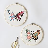 Vista 6 de Bonroy Juego de 4 juegos de bordado para principiantes, manualidades de arte, fácil costura, incluye ropa de bordado, patrón, aro de bordado, manual