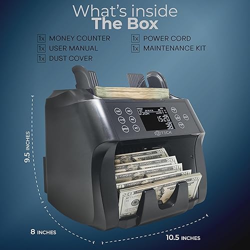 Miniatura 6 de DETECK DT500 Contador de dinero de denominación mixta, multimoneda, contador de facturas 2CISUVIRMGMT detección de falsificaciones, número de serie