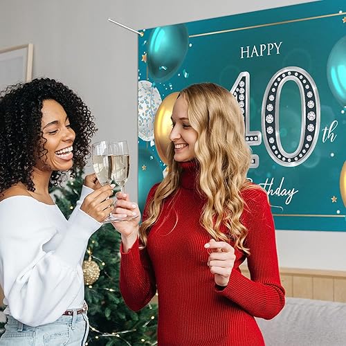 Miniatura 6 de HAMIGAR Fondo de pancarta de feliz cumpleaños 40 de 6 x 4 pies, decoraciones de cumpleaños de 40 años, suministros de fiesta para mujeres y hombres,