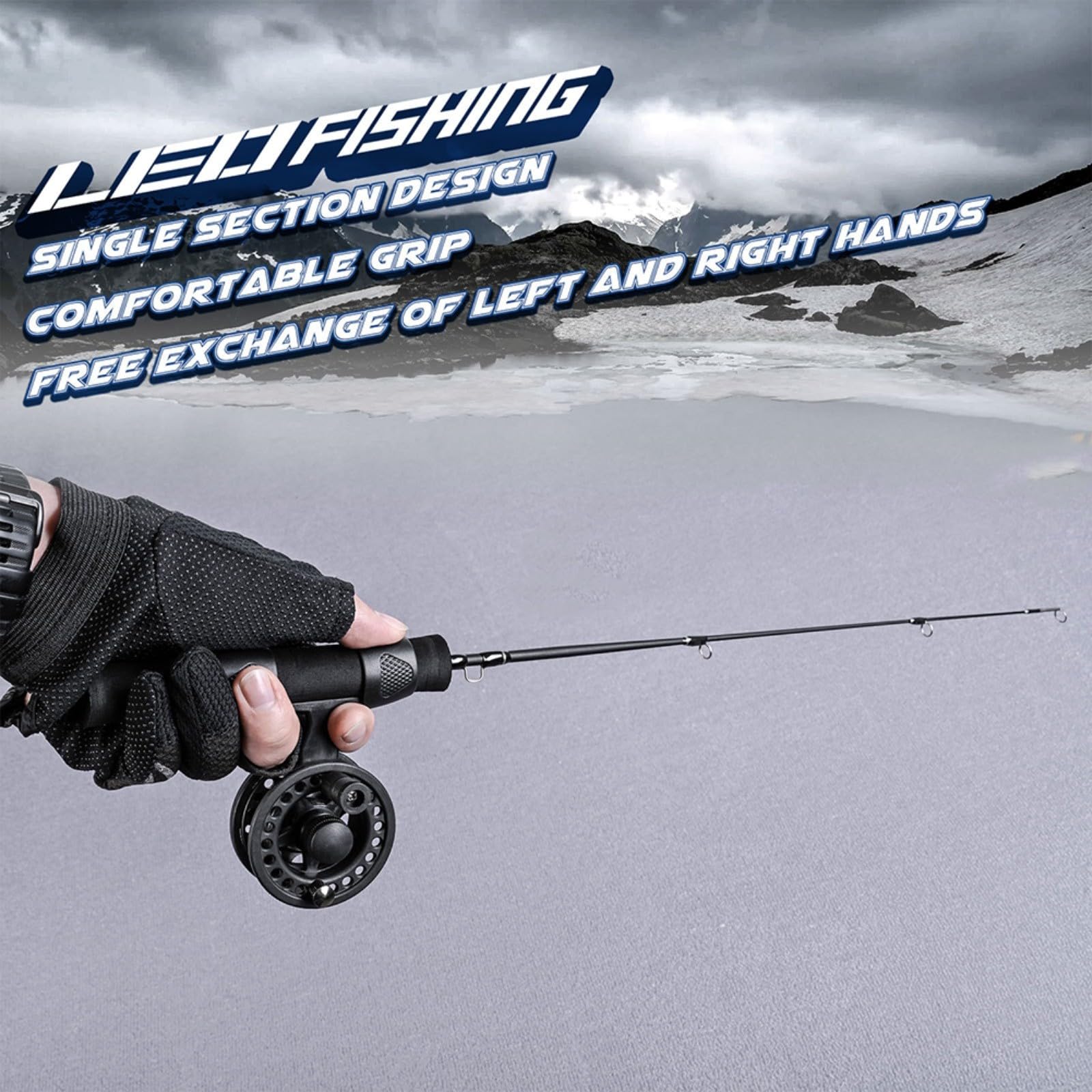 ZYNCUE Caña de pescar de 51 cm con estructura ligera y carrete suave para pesca en hielo