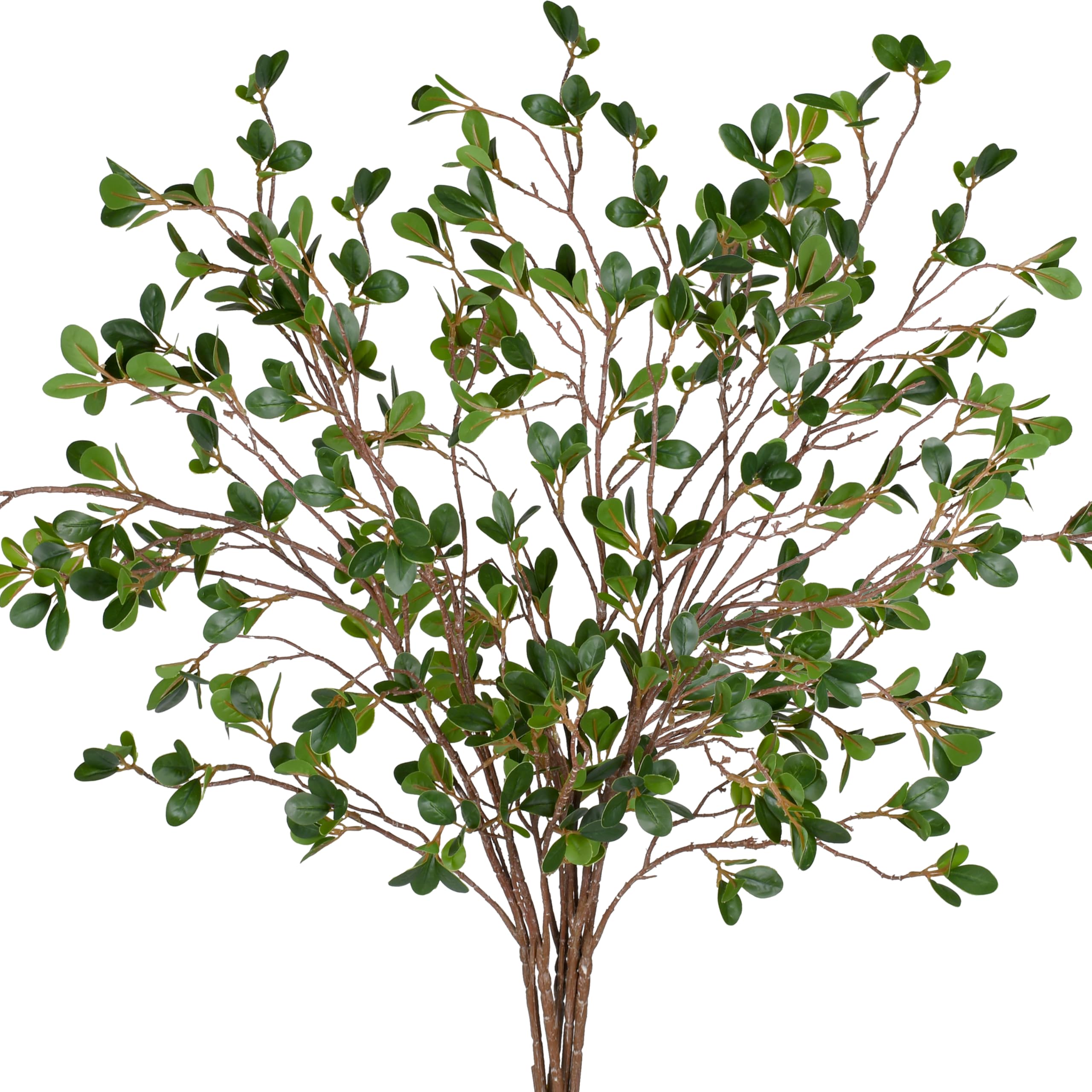 Photo 1 of Hoplito 5Pcs 43.3Inch Artificial Ficus Stems, Fake Ficus Twig Plants Faux Green Leaf Spray Branch Greenery for Vase Filler Home Wedding Garden Table Decor