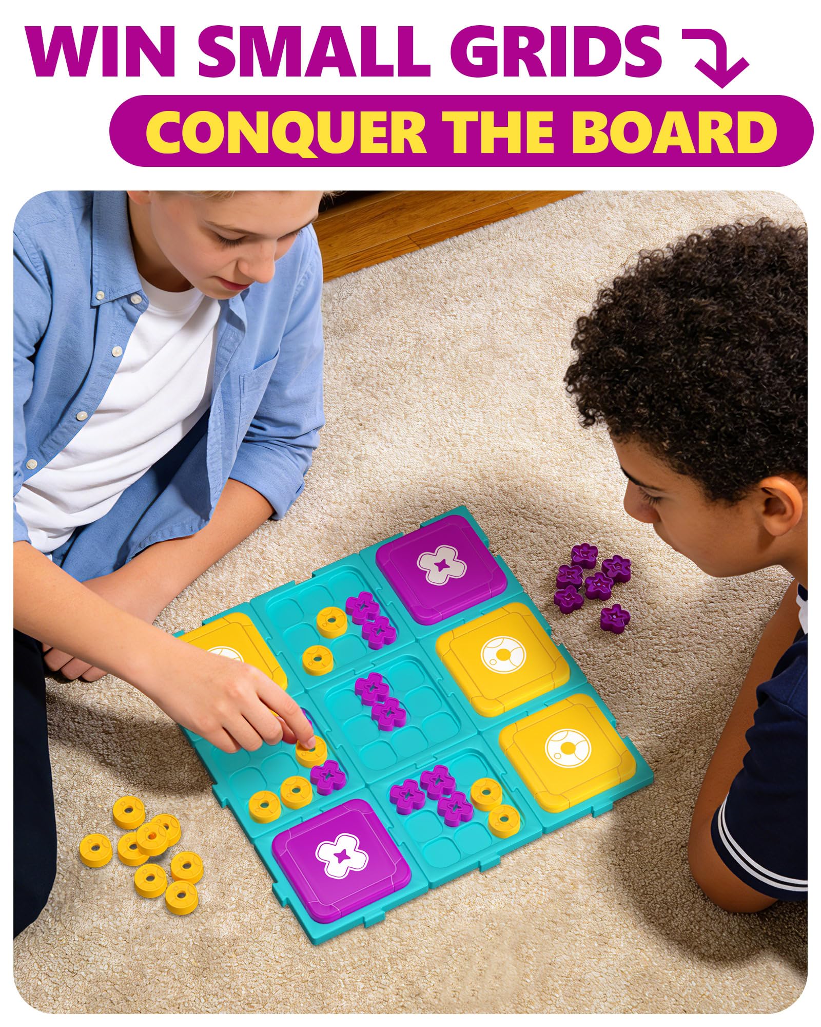 Ultimate Tic Tac Toe Board Game - Strategic Family Game for Adults & Kids - Portable Travel Puzzle, for Game Night - Image 2