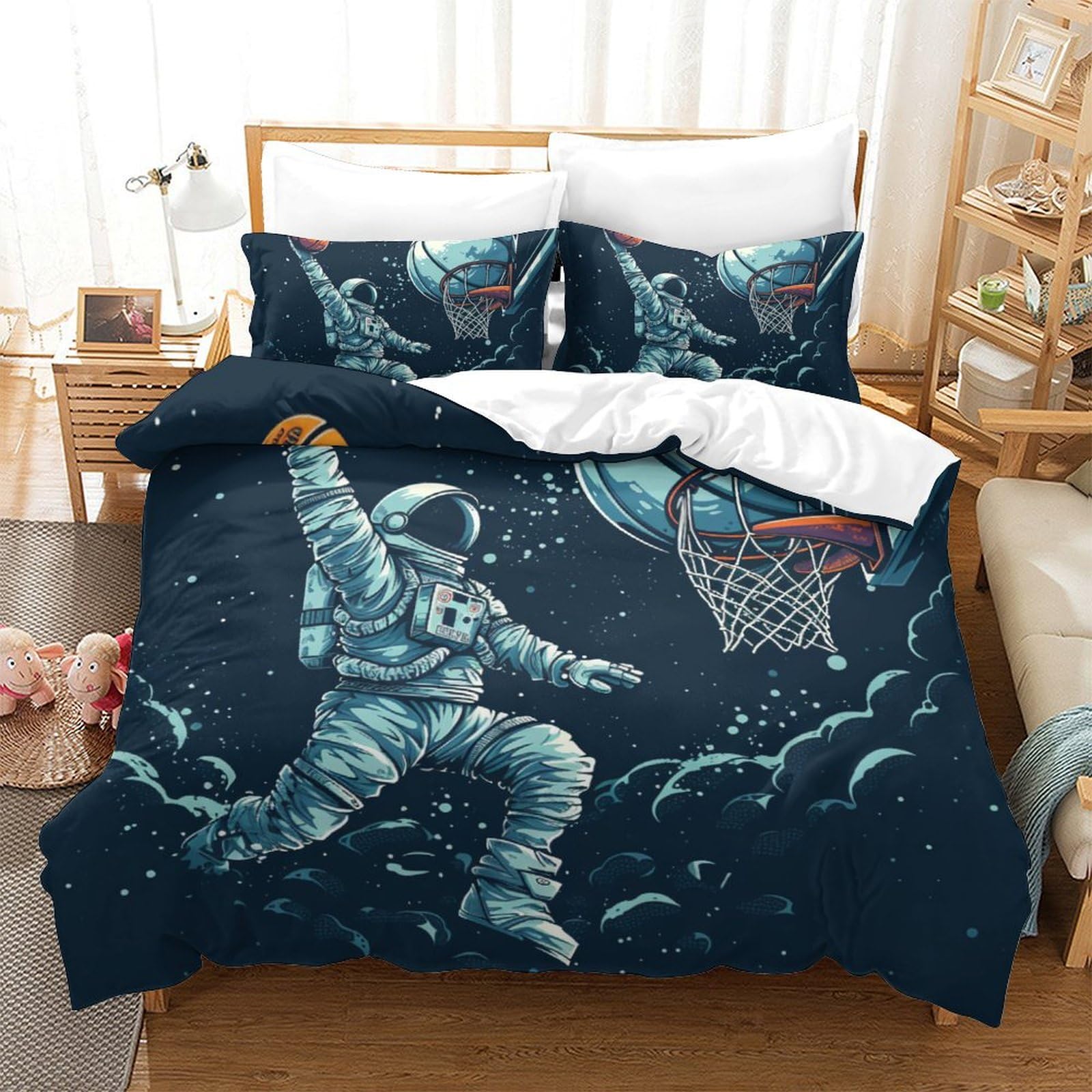 Ensemble de literie basketball anti-transpiration : housse de couette 3D douce pour bien dormir