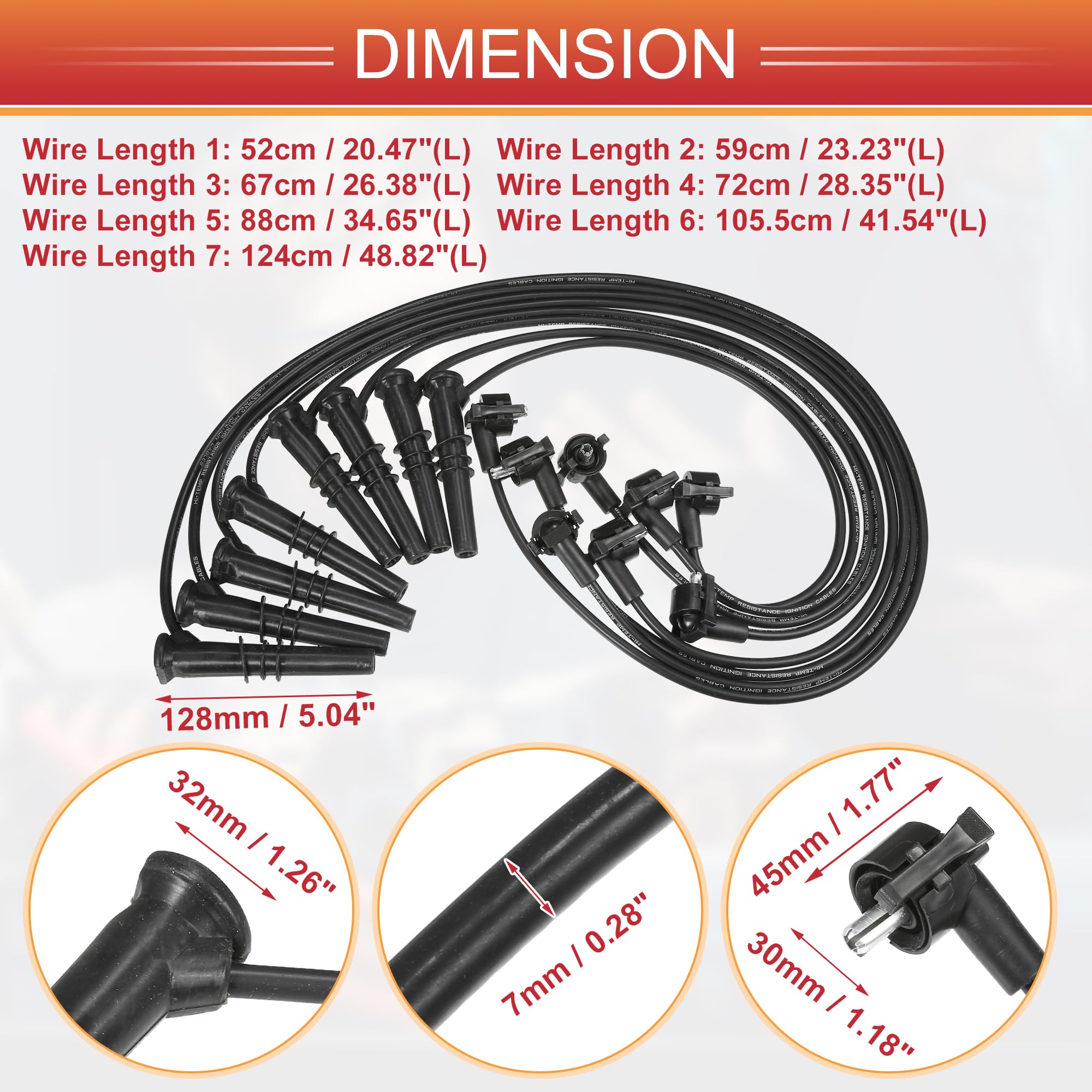 QUARKZMAN Cavi Bobina Accensione Candele per Auto, 7mm, Adatti per Ford F-150 F-250 Expedition V8 4.6L No.F8PZ12259LA - Confezione da 8