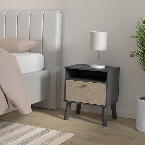 Miniatura 2 de Signature Design by Ashley One Night Stand Charlang Mid-Century Moderna Mesita de noche con 1 cajón, 20 pulgadas de ancho x 15 pulgadas de