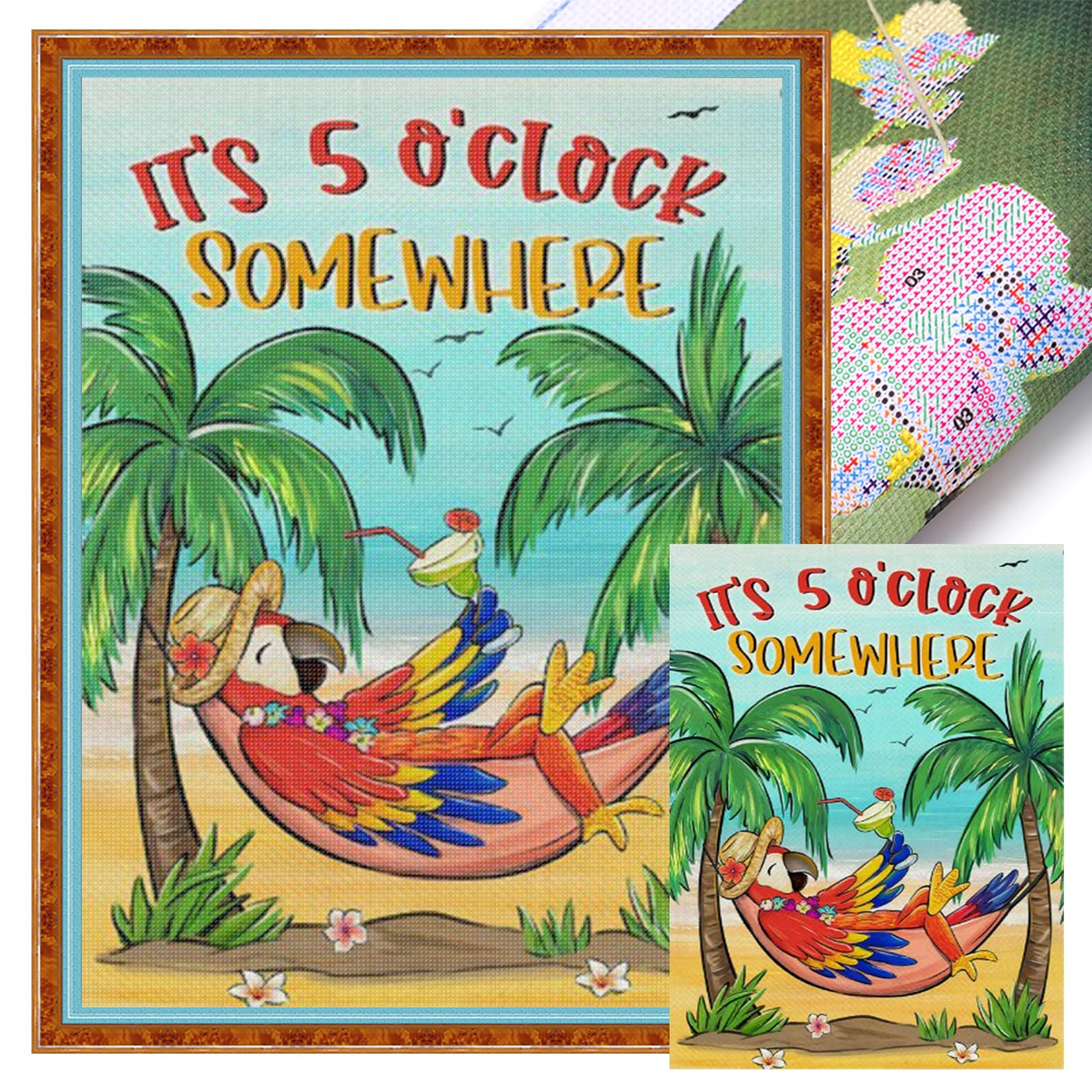 Kexpery 11CT Beach Cross Stitch Embroidery Kits for Beginners Adults DIY Set Home Decor Size 30x40cm