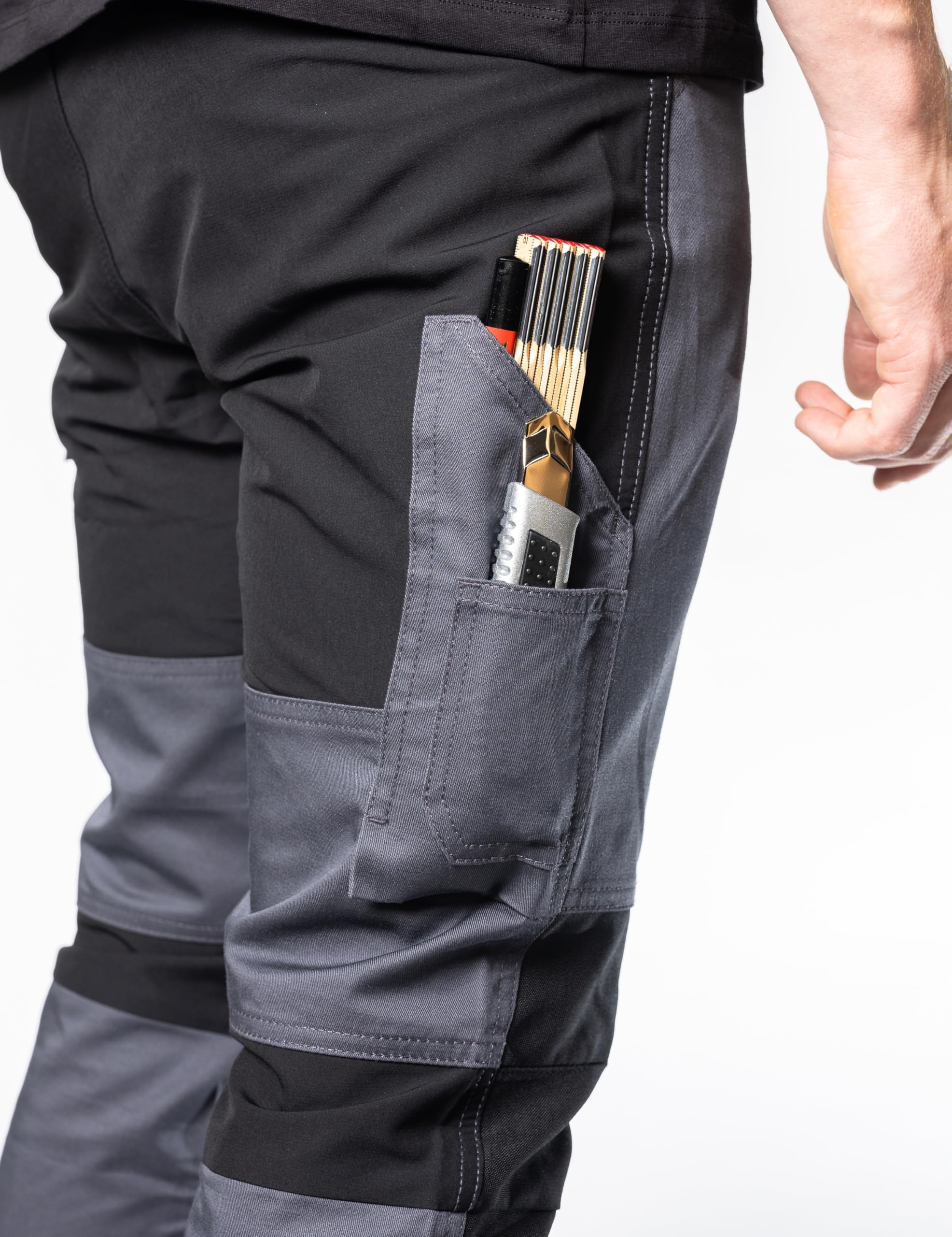 WorkRacer - Pantalon de Travail Homme Slim-Fit - Pantalon Cargo Robuste Stretch et Cordura - Idéal Artisanat et Jardinage