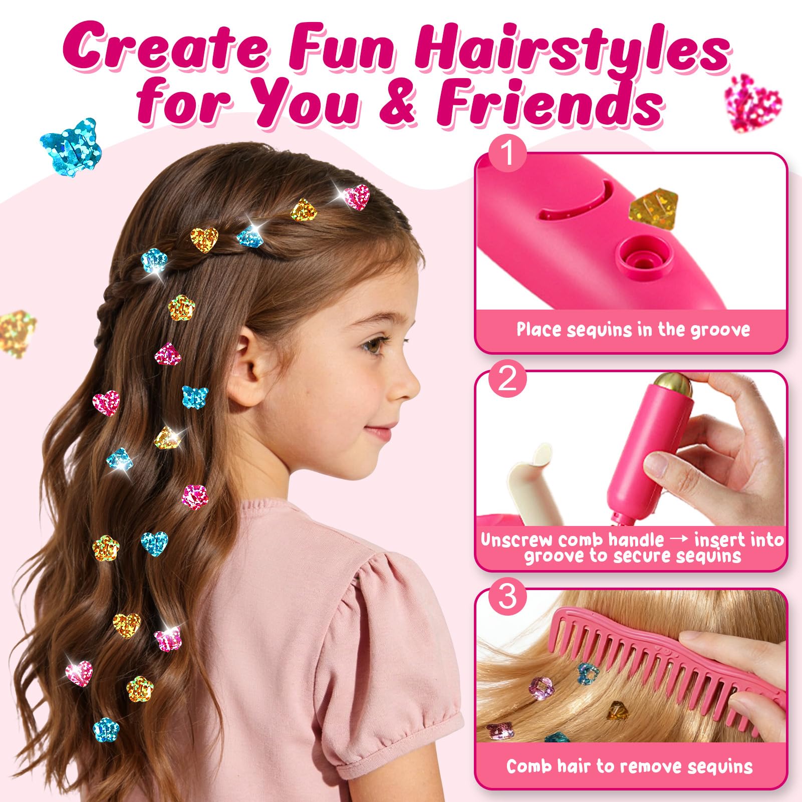 Friseur Set Kinder Spielzeug Geschenke für Mädchen 3-6 Jahre, Friseurkoffer Haarstyling Zubehör mit Haartrockner Lockenstab Schere Kamm Haarschmuck Rollenspiel Spielzeug für Mädchen ab 3 4 5 6 7 8