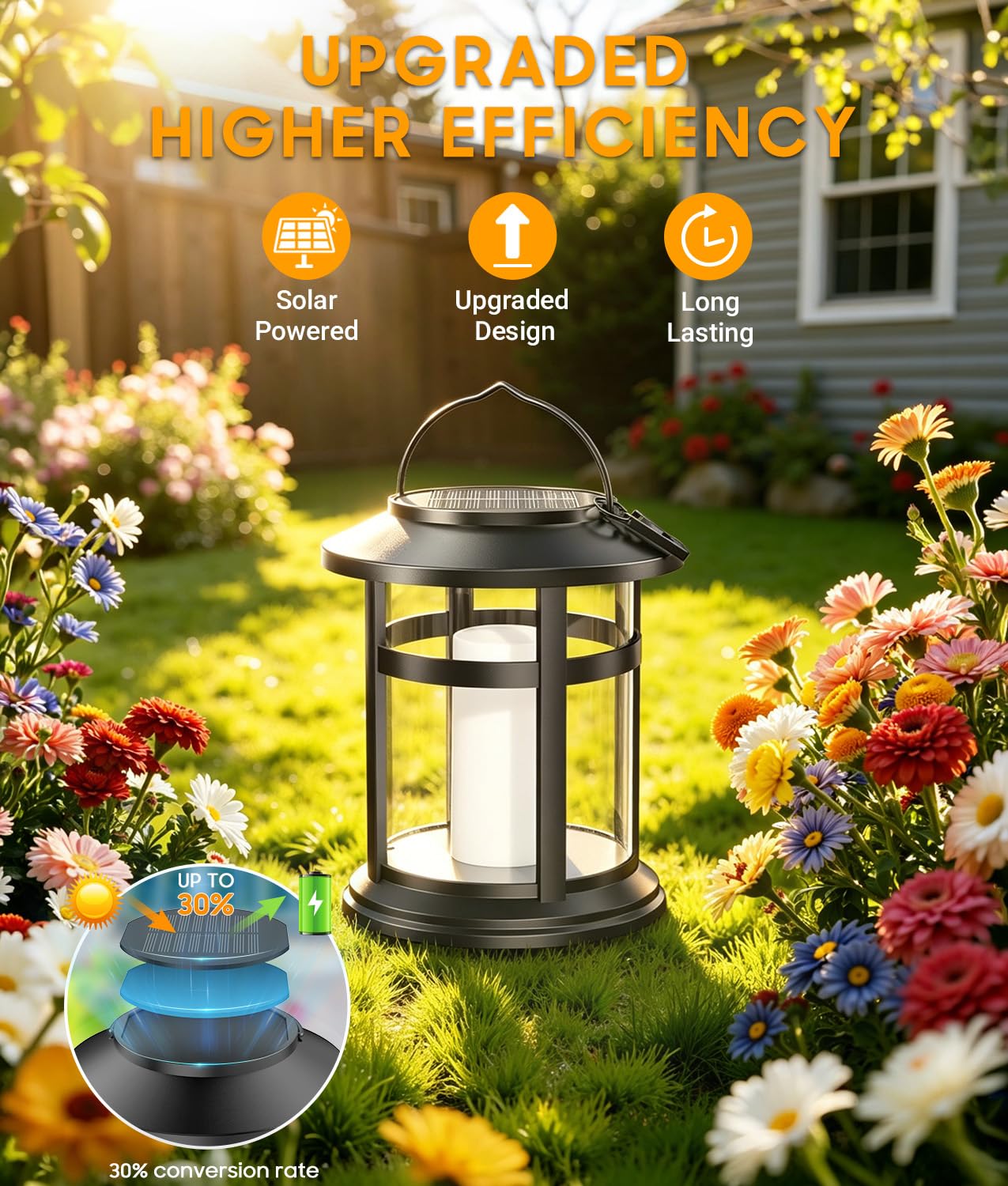 Lanterne solari impermeabili per esterni, confezione da 2, luci solari tremolanti a fiamma tremolante, per esterni, decorative, ad energia solare, per giardino, patio, tavolo, portico, decorazione