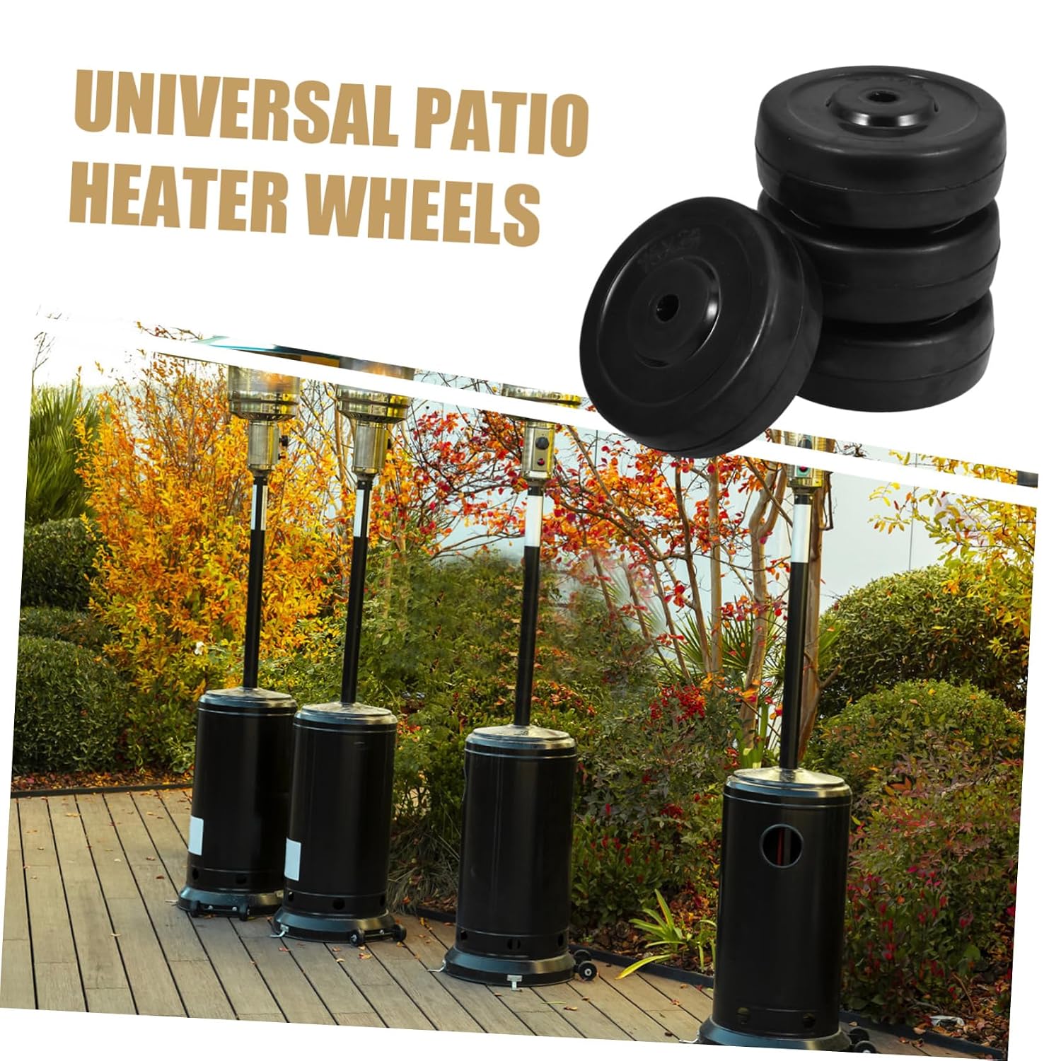 NUOBESTY 4pcs Rubber Caster Wheels Replacement for Patio Heater Swivel Wheel Caster Noiseless Heavy Duty Easy to Install for Storage Racks