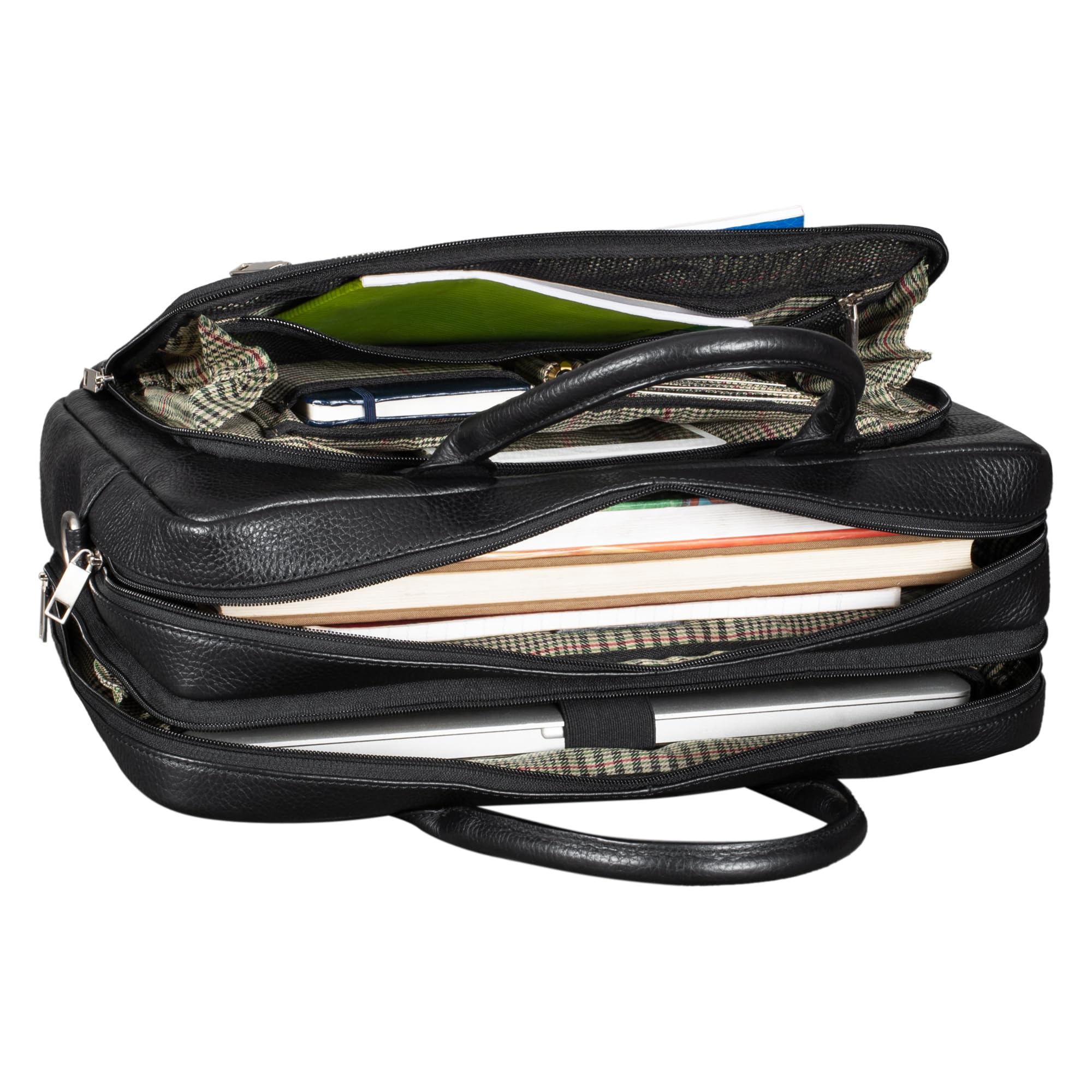 STILORD Dawson skórzana torba na ramię aktówka na laptopa 15,6 cala DIN A4 Business Satchel prawdziwa skóra czarny