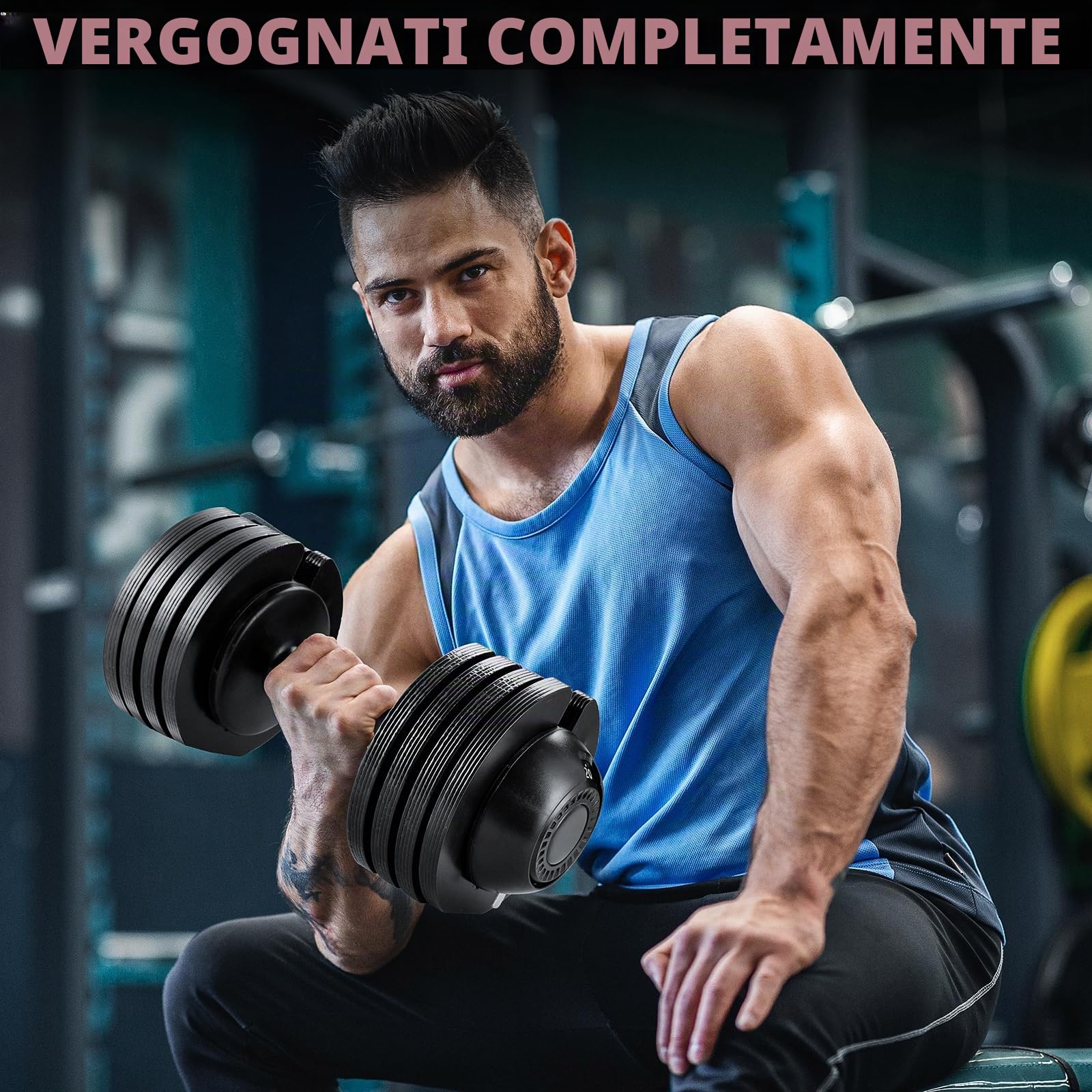 Manubri Regolabili 10kg 20kg 24kg, Set Manubri Componibili con 5 Pesi in 1, Manubri Regolabili Salvaspazio per Allenamento a Casa
