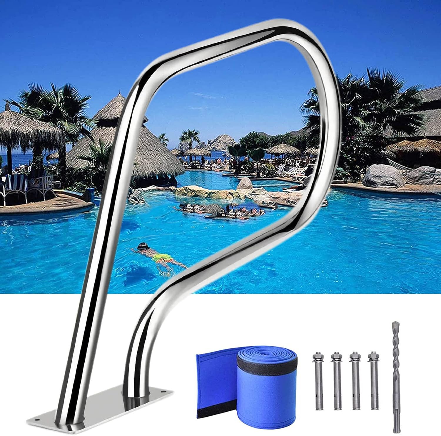 Pool Handrail Grab Rail Railing 22.5"x32"Swimming Pool Hand