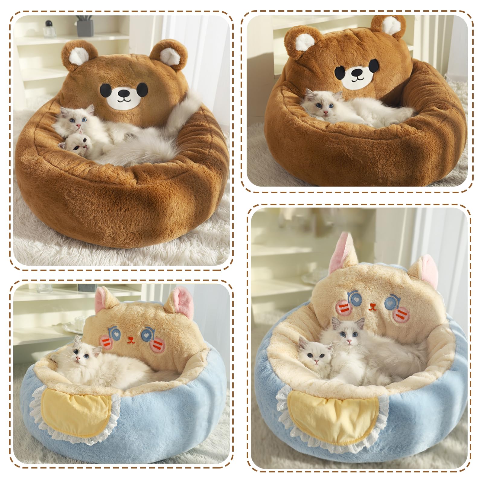 Galatée Donut Katzenbett - Flauschiges Rundbett Mit Rutschfester Unterseite