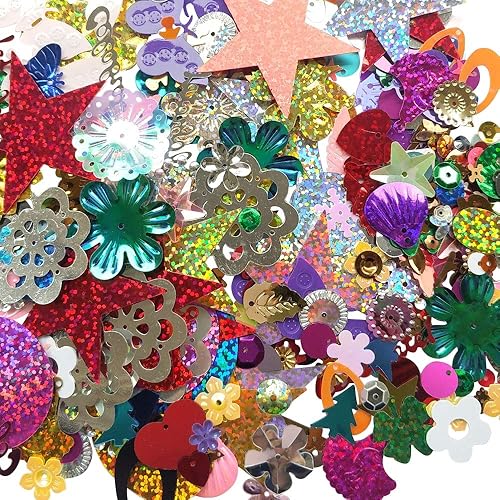 Chenkou Craft 1 bolsa de 3.53 oz de lentejuelas de estilos surtidos para boda, Navidad, ropa, joyas, lentejuelas (surtido de 3.53 onzas)