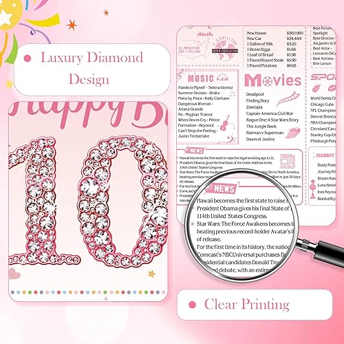 Miniatura 4 de Tarjeta de cumpleaños número 10 para niñas, decoración de cumpleaños número 10 para hija, dulce y divertida idea de regalo de cumpleaños de 10 años,