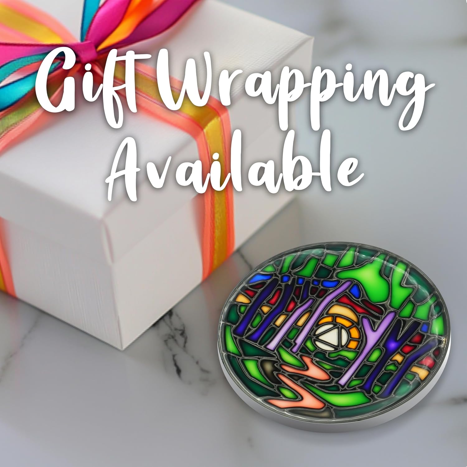 Stained Glass AA Coin, Scenic Journey Alcoholics Anonymous Addiction Recovery Sobriety Chip Medallion, Inspirational Sober Gifts for Men and Women by the Token Shop (Winding Path of Recovery Forest) - Image 7