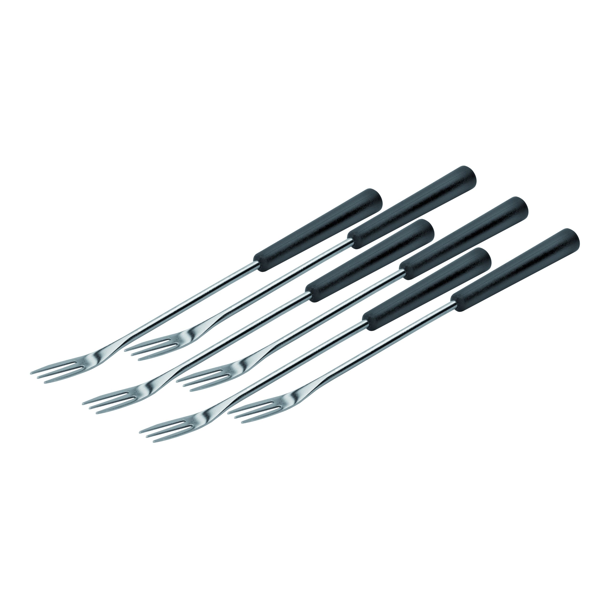Kuhn Rikon 6 Piece Cheese & Meat Fondue Forks With Plastic Handles, Small, Silver/Black