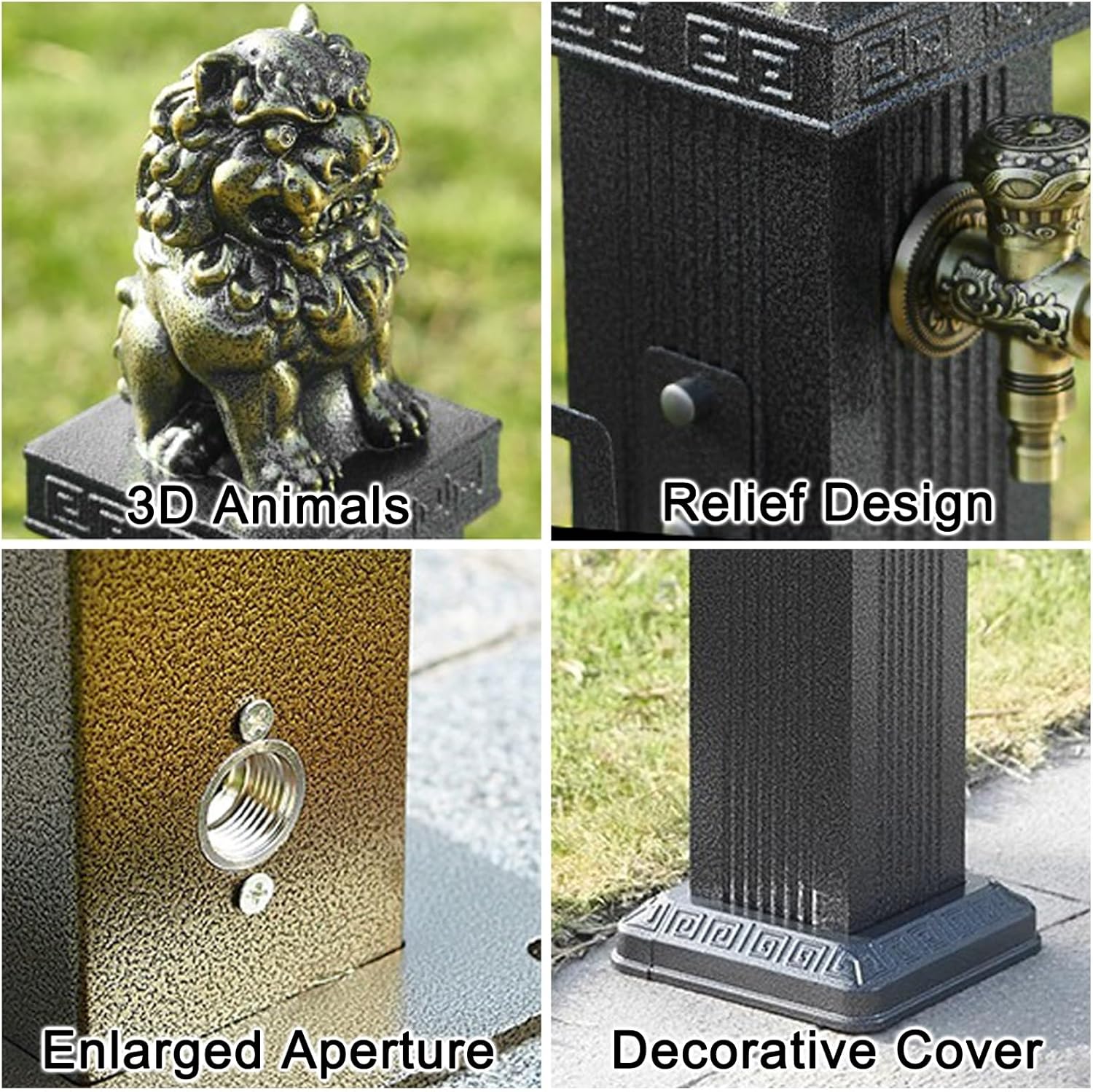 Garden Hose Stand with Spigot - Freestanding Water Column Outdoor Faucet for Courtyards & Parks, 27in Grey Irrigation Solution - Durable & Stylish Watering Accessory