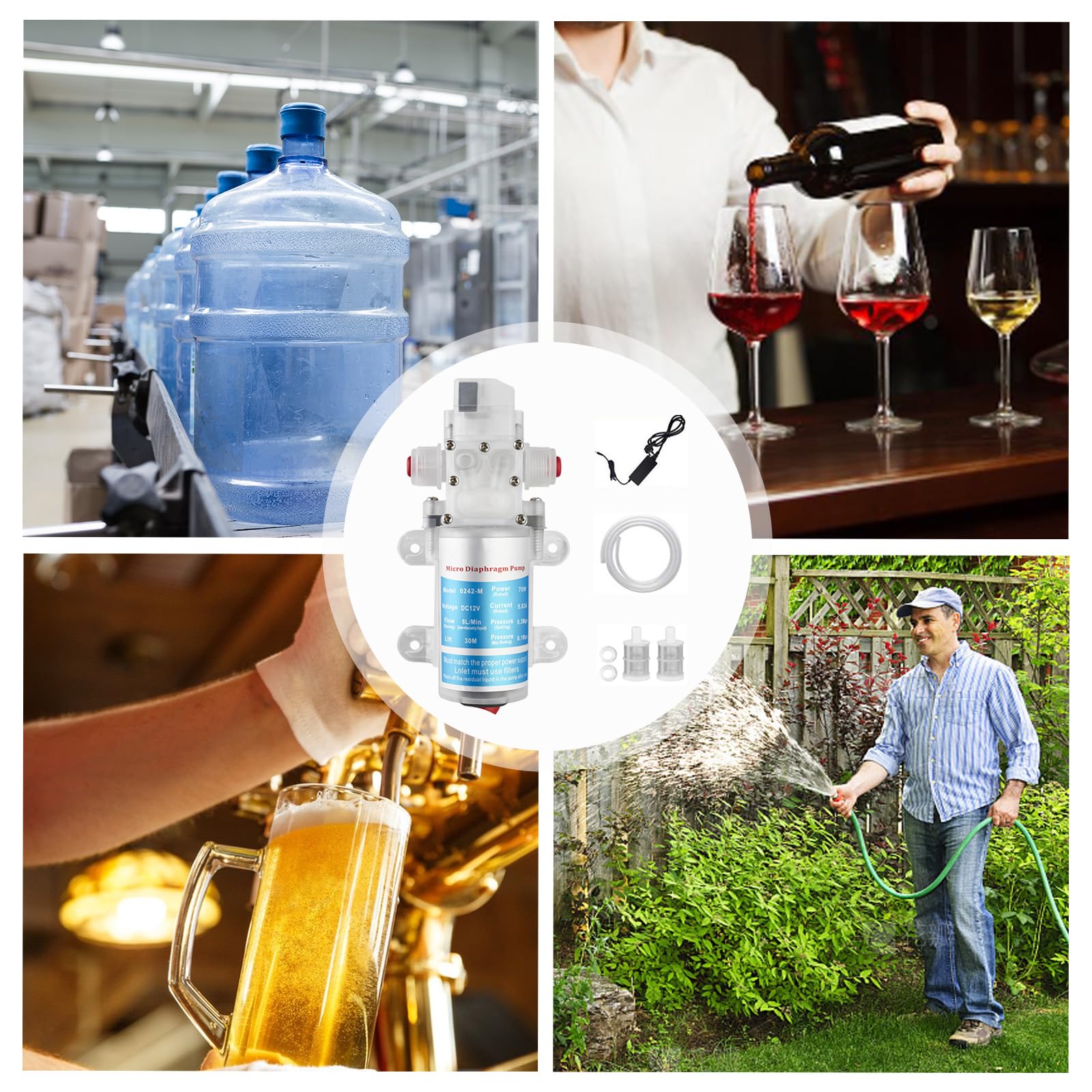 Bomba de Vino, Bomba de Cerveza, Bomba de Vino Eléctrica Portátil, Bomba Eléctrica de Transferencia de Vino Bomba Autocebante de Calidad Alimentaria Velocidad Ajustable para Bombeo de Vino Cerveza