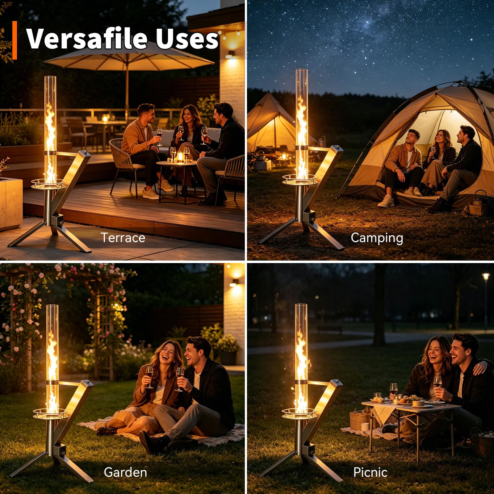 Stufa a pellet di legno da 127 cm, resistente stufa a razzo e braciere a pellet, riscaldatore a pellet di legno senza fumo, riscaldatore a pellet per patio, terrazza e feste