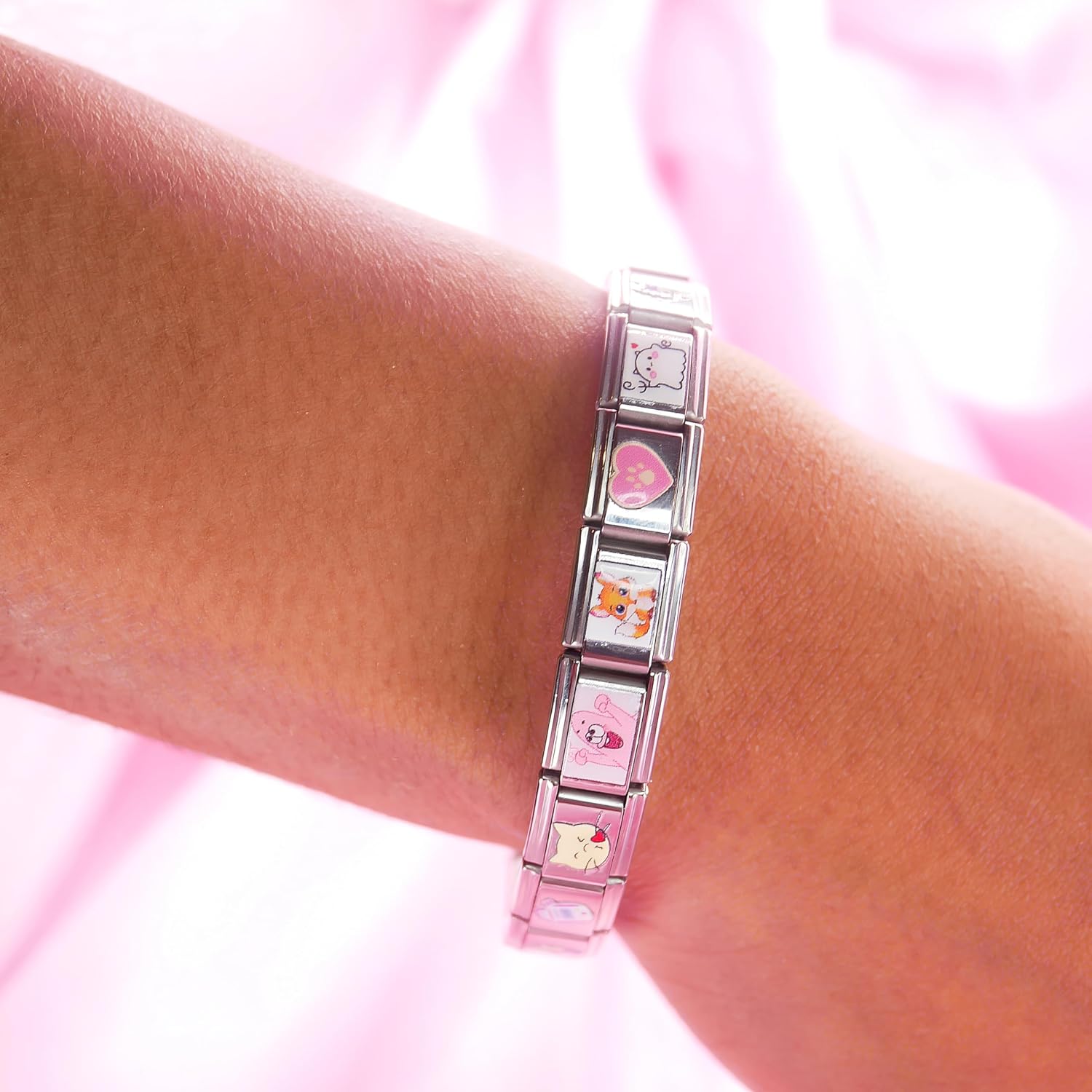 Complete Italian Charm Bracelets- FULL Set of 18 Charms! The Perfect Starter Bracelet- Trendy Customizable Stainless Steel Charms, Great gift
