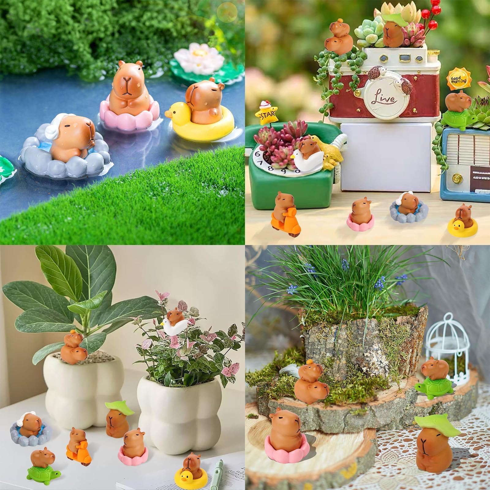 Capybara zestaw 13 figurek Capybara na urodziny, do dekoracji tortu, Capybara, słodki zestaw zabawek Kapibara, do ogrodu wróżek, dekoracja domu, Capybara, miniaturki domku dla lalek, mini twarda