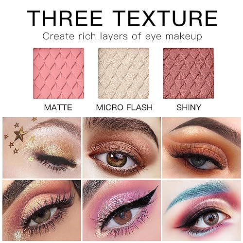 Miniatura 5 de Paleta de maquillaje de 90 colores para niñas, bonita paleta de maquillaje con paleta de sombra de ojos mate brillante, polvo de resaltado, base,