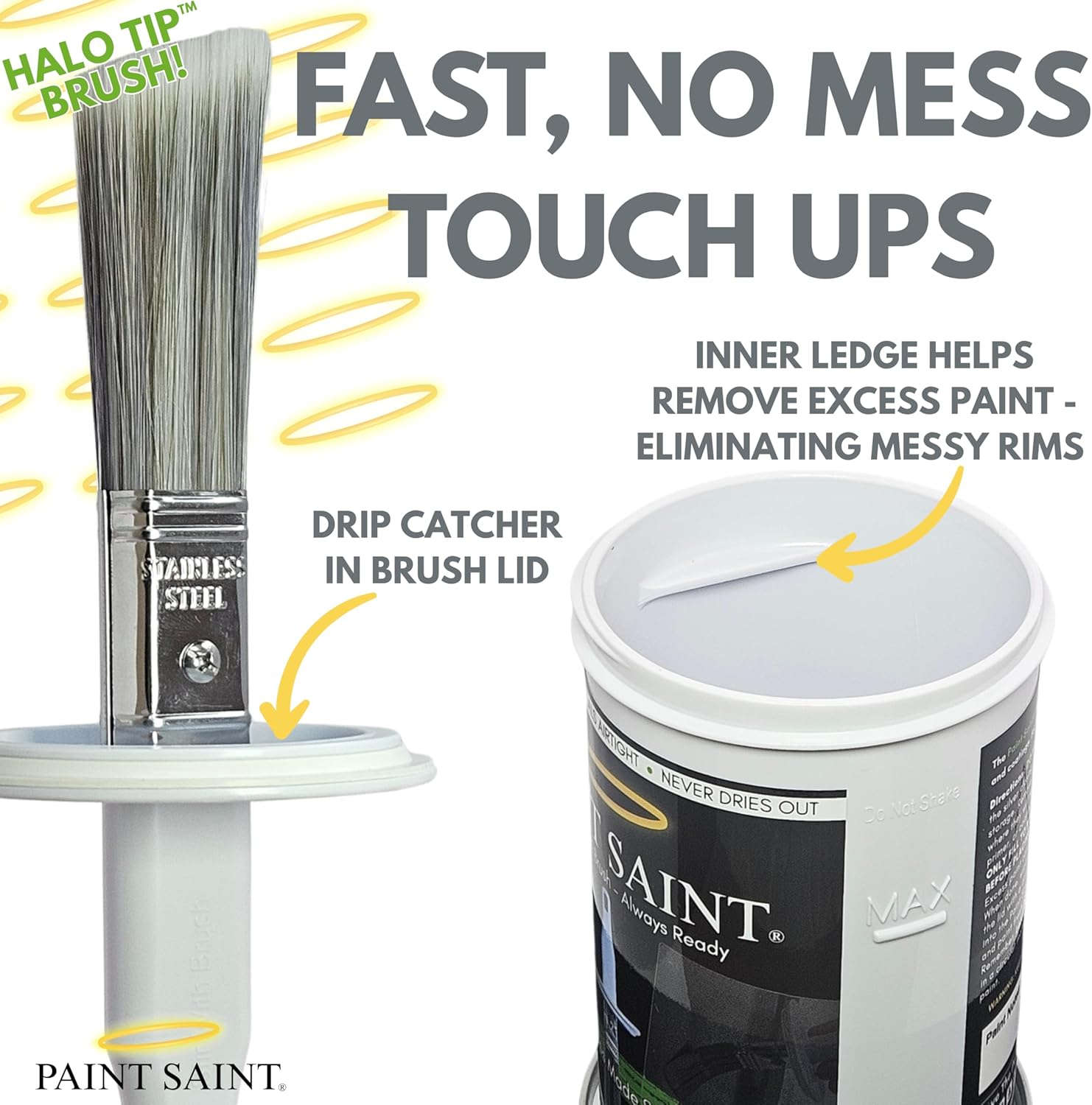 Paint Saint – 10 Airtight Touch Up Containers with Built-in Brush | Mess-Free Storage | Quick, Satisfying Touch Ups | Perfect for Homeowners or Industrial & Commercial Property Managers (10)