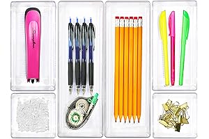 Simple Houseware Clear Plastic Desk Drawer Organizer (6 Pack)