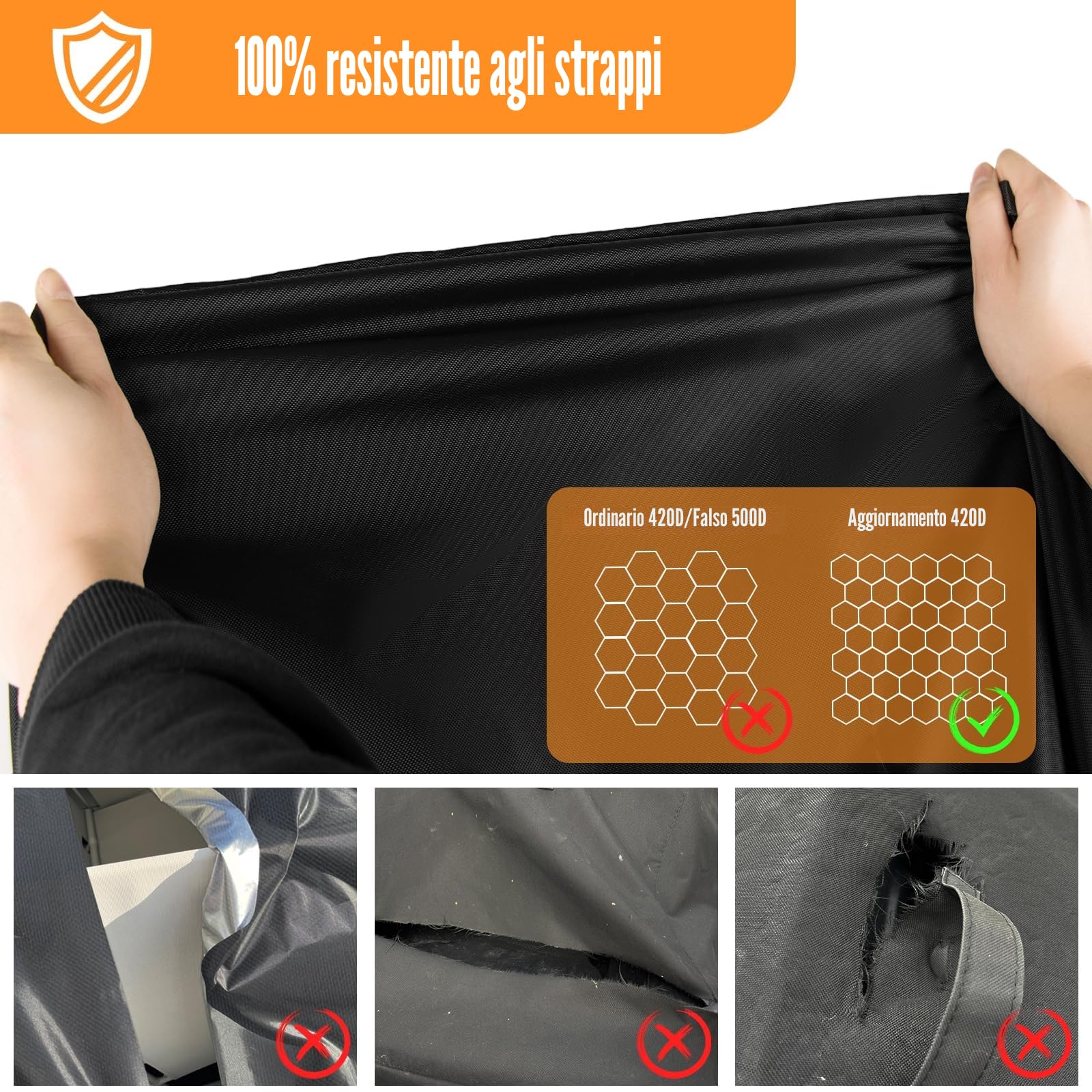 Copertura per mobili da giardino impermeabile 4 pezzi set veranda esterna (Nero)