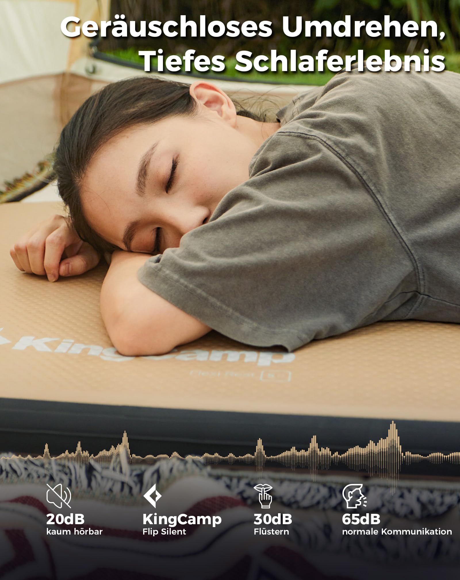 KingCamp Isomatte Camping 500KG Belastbar Aufblasbare Matratze 5cm Dicke Hohe Elastizität Stummschalten Bequem Luftmatratze 1 Person für Outdoor Camping/Tumbling/Yoga/Fitness 200x75x5cm