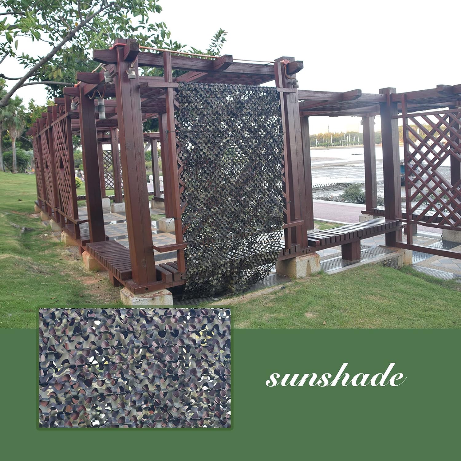 GRVCN Camo Netting Camouflage Net, Bulk Roll Sunshade Mesh Nets for Hunting Blind Shooting Military Theme Party Decorations