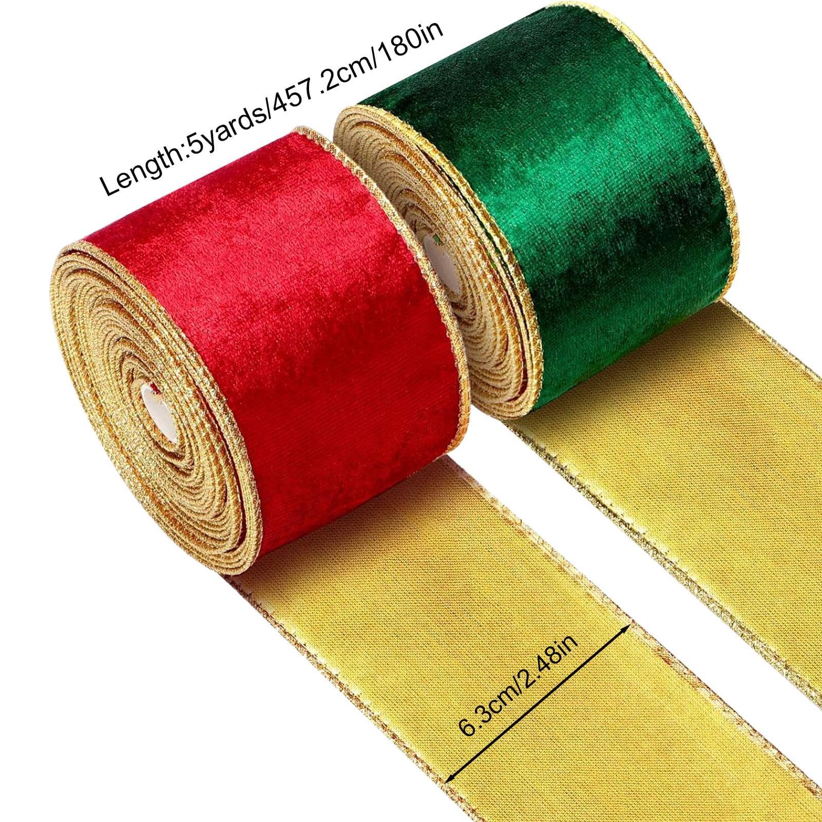 お値下！ワイヤーエッジリボン 赤緑クリスマスカラー５本各 50ヤード新品未使用 お値下！ワイヤーエッジリボン 赤緑クリスマスカラー5本各 50ヤード