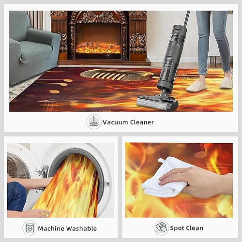 Miniatura 139 de Alfombra de instrumentos musicales – Alfombras de 4 x 5 pies para sala de estar, alfombra de área musical, alfombra de área musical, alfombra