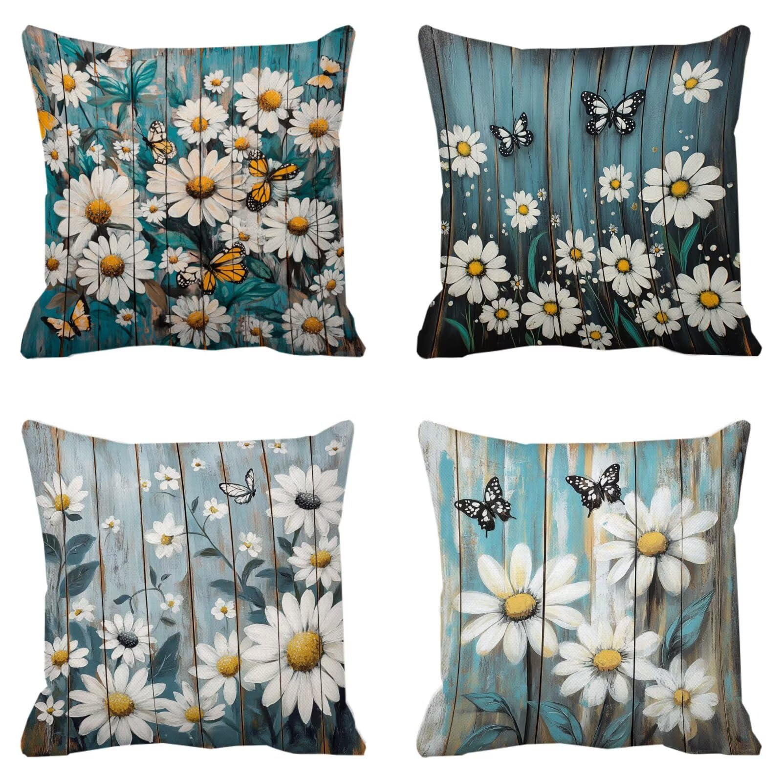 Décoration maison fleur en lot de 4 housses lavables pour fauteuil