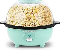 Elite Gourmet Popper de máquina de pipoca de agitação automática, máquina de pipoca de óleo quente elétrica com tampa de medição e tigela de servir reversível integrada, ótima para festas em casa crianças, aprovação pela Safety ETL, menta menta