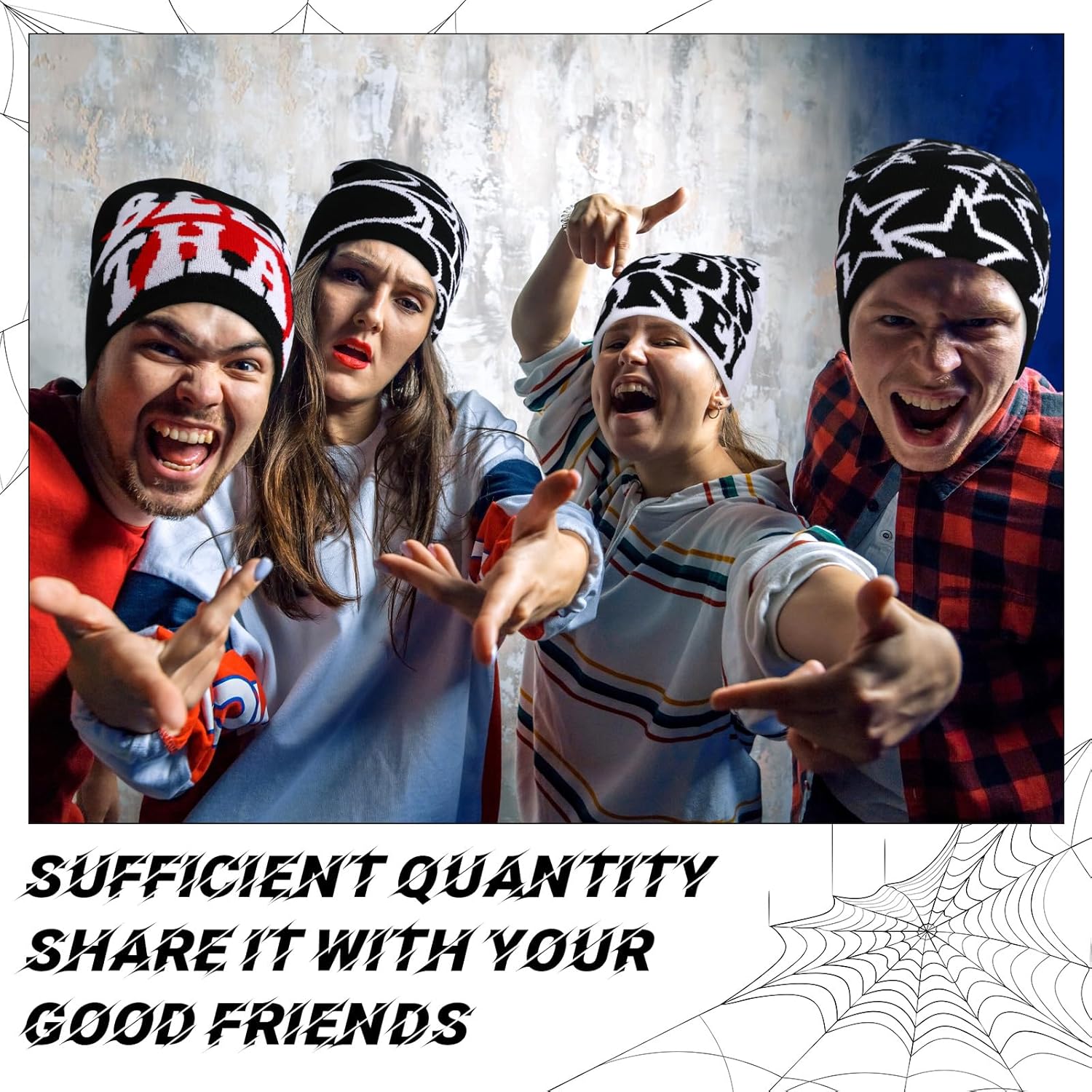 Ramede 4 Pcs Y2k Beanie - Double Sided Graphic Beanies for Men and Women, Acrylic Knitted Y2k Hats Accessories - Image 5